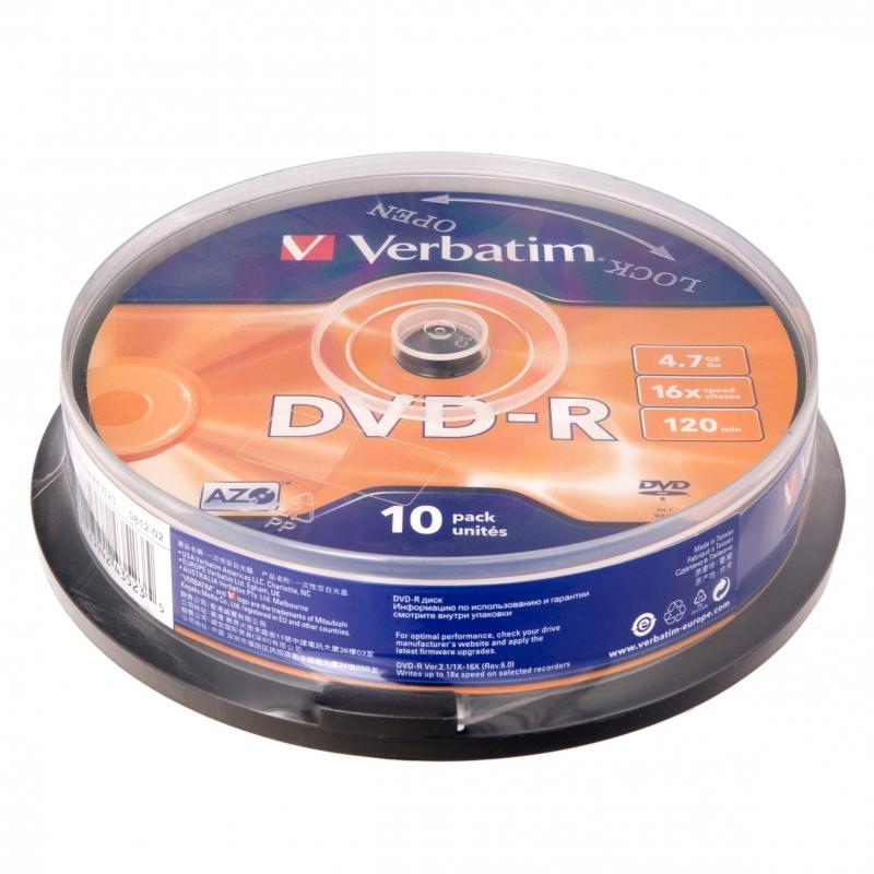   DVD-R 4.7GB 16x, 10  cake box, Verbatim